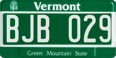 VT license plate BJB029
