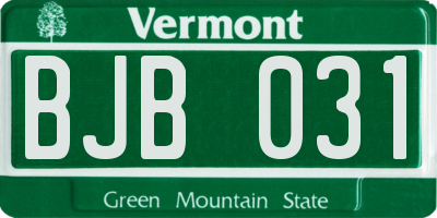 VT license plate BJB031