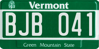 VT license plate BJB041