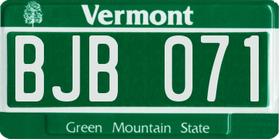 VT license plate BJB071