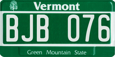 VT license plate BJB076