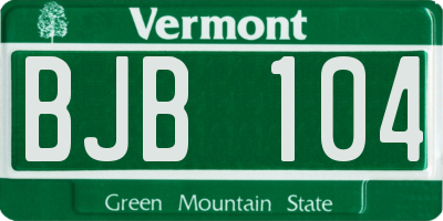 VT license plate BJB104