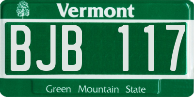 VT license plate BJB117