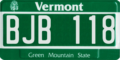 VT license plate BJB118