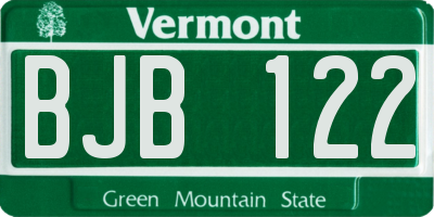 VT license plate BJB122