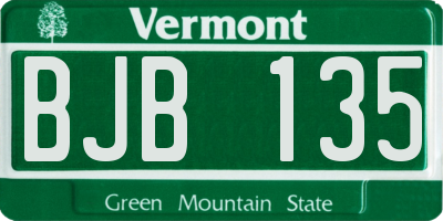 VT license plate BJB135