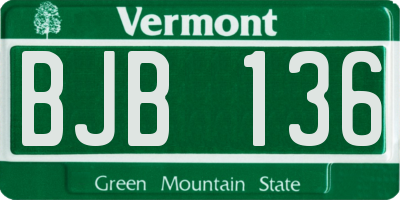 VT license plate BJB136