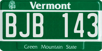 VT license plate BJB143
