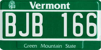 VT license plate BJB166