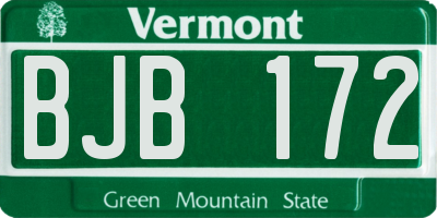 VT license plate BJB172