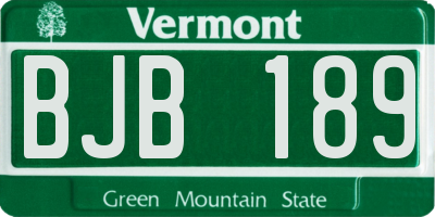 VT license plate BJB189