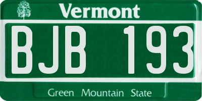 VT license plate BJB193