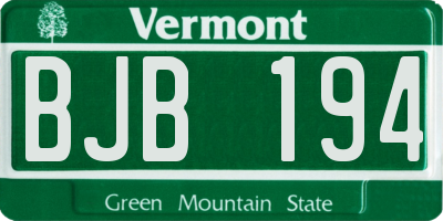 VT license plate BJB194