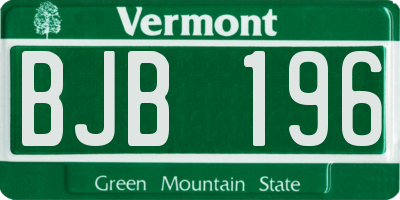 VT license plate BJB196