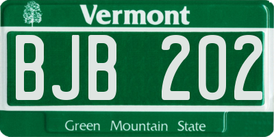VT license plate BJB202