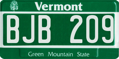 VT license plate BJB209