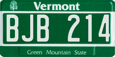 VT license plate BJB214