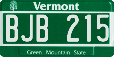 VT license plate BJB215