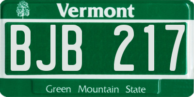 VT license plate BJB217