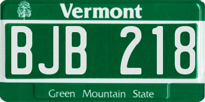 VT license plate BJB218