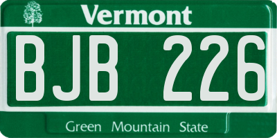 VT license plate BJB226