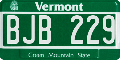 VT license plate BJB229