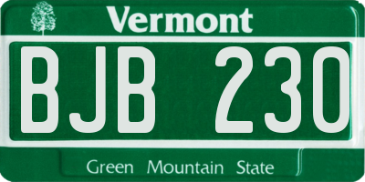 VT license plate BJB230