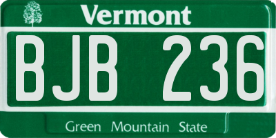 VT license plate BJB236
