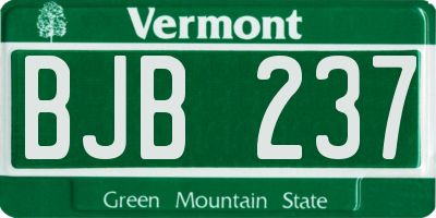 VT license plate BJB237
