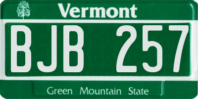 VT license plate BJB257