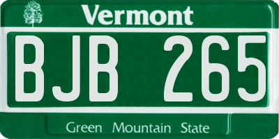 VT license plate BJB265
