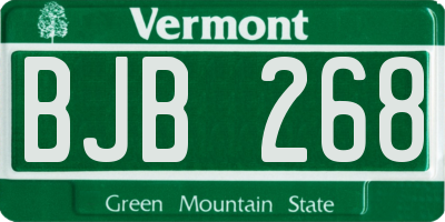 VT license plate BJB268