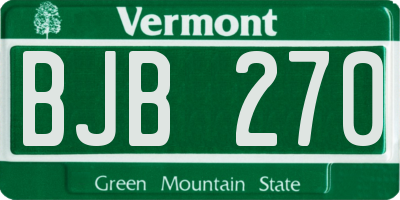 VT license plate BJB270