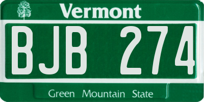 VT license plate BJB274