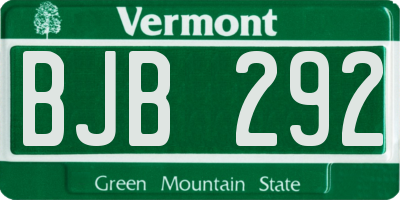 VT license plate BJB292