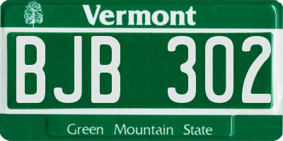VT license plate BJB302