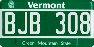 VT license plate BJB308