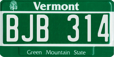 VT license plate BJB314