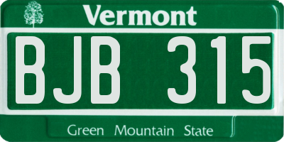 VT license plate BJB315