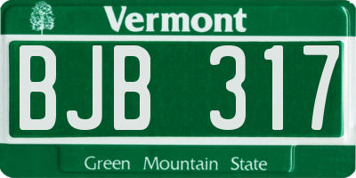 VT license plate BJB317