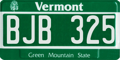 VT license plate BJB325