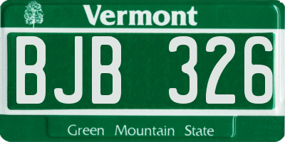 VT license plate BJB326