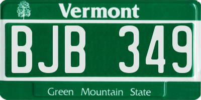 VT license plate BJB349