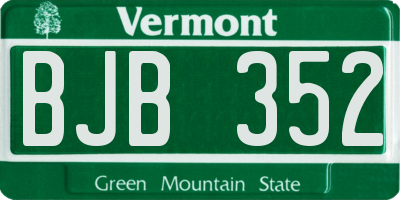 VT license plate BJB352