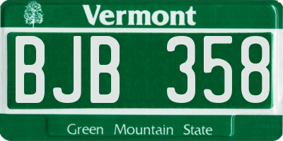 VT license plate BJB358