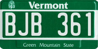 VT license plate BJB361