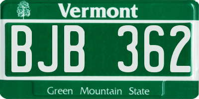 VT license plate BJB362