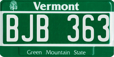 VT license plate BJB363