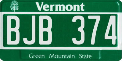 VT license plate BJB374