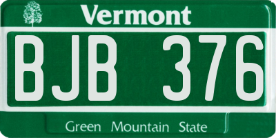 VT license plate BJB376